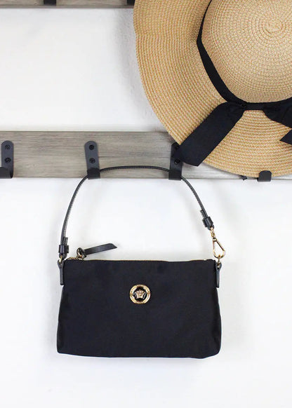 Style Loft Collection x Versace Small Flat Black Medusa Coin Nylon Fabric Pouch