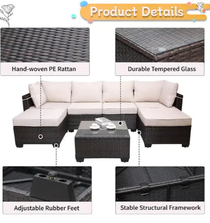 Style Loft Collection Garden Rattan Sofa Set & Coffee Table