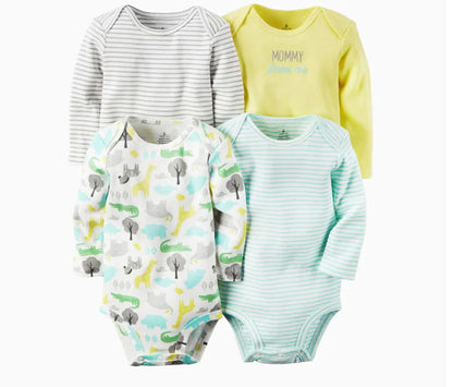 Style Loft Collection BabyStyle Lune Rosee 4-Pack Long Sleeve Infant Bodysuits