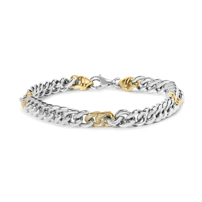 Style Loft Collection Curb Chain 10K Yellow Gold Plated .925 Sterling Silver 1/5 Ctw Diamond Bracelet (J-K Color, I2-I3 Clarity) - 7.5 Inches