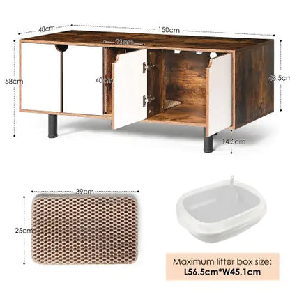 Style Loft Collection Entertainment Center with Double Hidden Cat Litter Box Enclosure