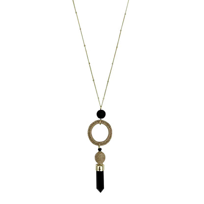 Style Loft Collection Black Agate Jute Necklace