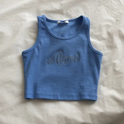 Style Loft Collection Embroidered Angel Cropped Tank Top