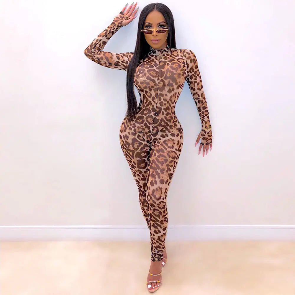 Style Loft Collection Papillon Noir Leopard Print Jumpsuit