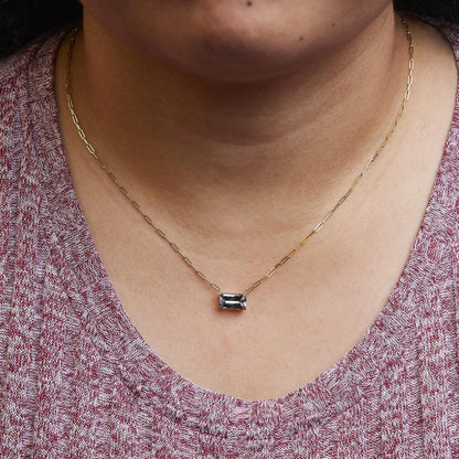 Style Loft Collection Pixel Cut Emerald Bicolor Tanzanite 14K Yellow Gold Natural 2 7/8 Ctw Pendant Necklace with Paperclip Chain - 18 Inches