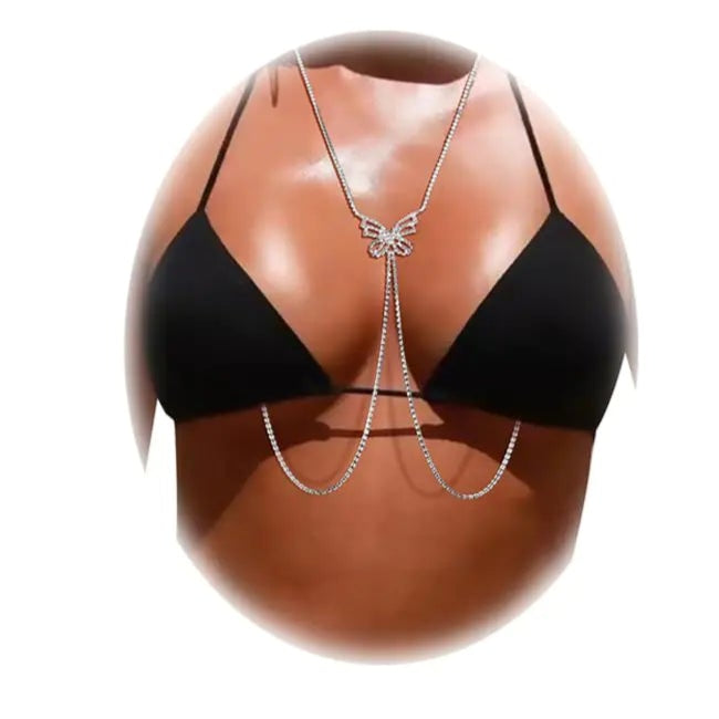 Style Loft Collection Rhinestone Butterfly Bra Body Chain