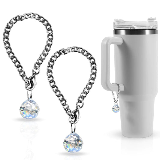 Style Loft Collection Stanley Cup Charms Cup Pendant Decoration for Personalized Stanley Cup Handle Charm Crystal Ball Shape 2PCS.