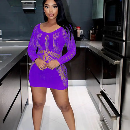 Style Loft Collection Way Too Much For You To Handle Slim Fit Long Sleeve Fishnet Dress