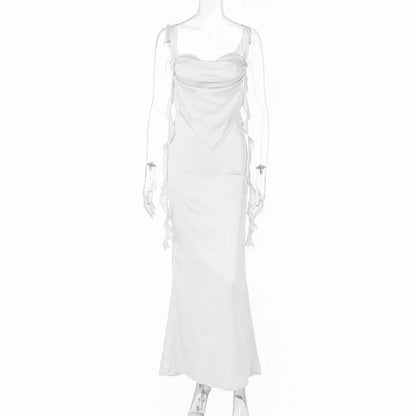 Style Loft Collection Arboretum Lights Lace Sling Ruffled Backless Ribbon Dress