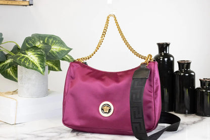 Style Loft Collection x Versace Small Dahlia Nylon Medusa Pendant Crossbody Shoulder Bag