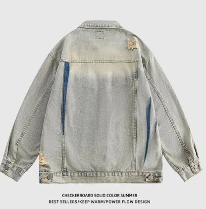 Style Loft Collection Harajuku Mask Washed Embroidered Denim Jacket