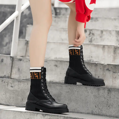 Style Loft Collection Knitted Leather Boots