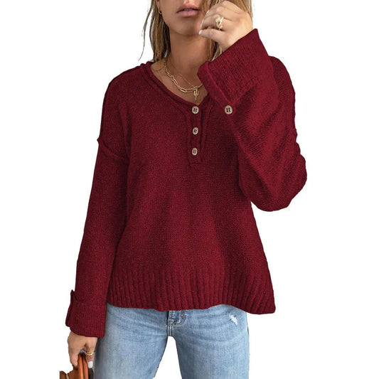 Style Loft Collection Laptop At The Coffeeshop Loose Button Knitted Sweater