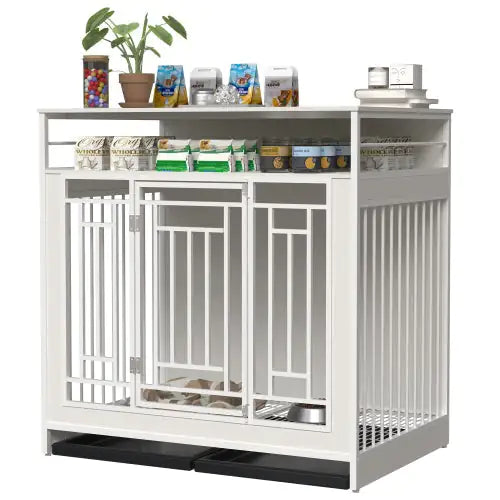 Style Loft Collection 43 Inch Deluxe Wooden Dog Kennel with Storage