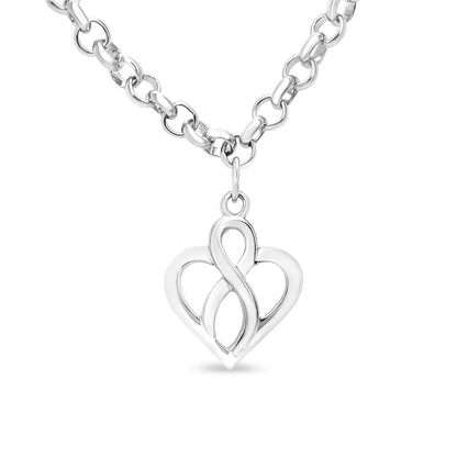 Style Loft Collection Open Heart with Center Vertical Infinity .925 Sterling Silver Chain Charm Bracelet - Size 7"