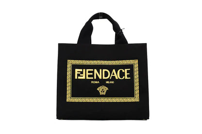Style Loft Collection X Fendi X Versace Fendace Medium Black Canvas Shopper Tote
