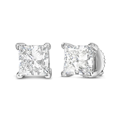 Style Loft Collection 14K White Gold Princess Cut Lab-Grown Diamond Solitaire Stud Earrings (F-G Color, VS2-SI1 Clarity)