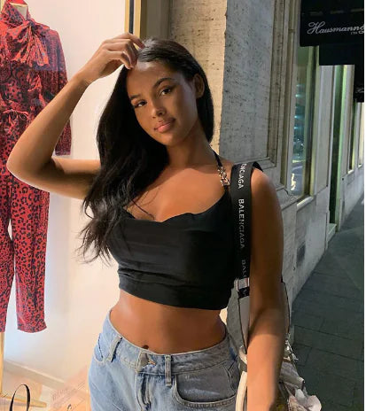 Style Loft Collection Metal Neck Sweetheart Crop Top