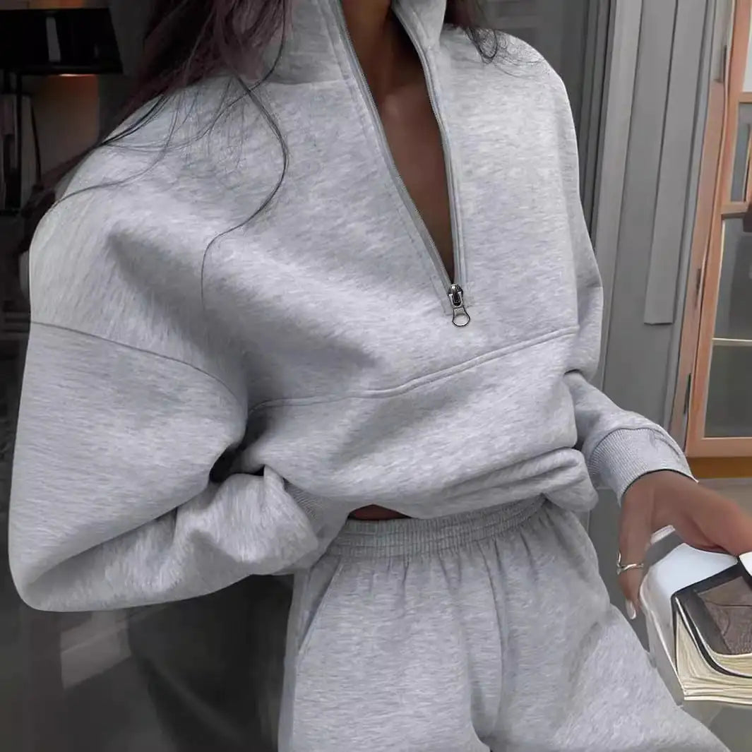 Style Loft Collection Lapel Zip Solid Leisure Suit