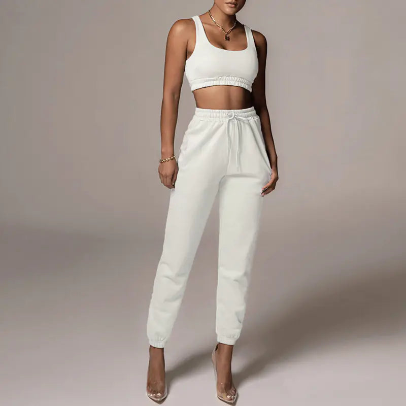 Style Loft Collection Catch Me In The Mall Crop Top and Drawstring Pants Set