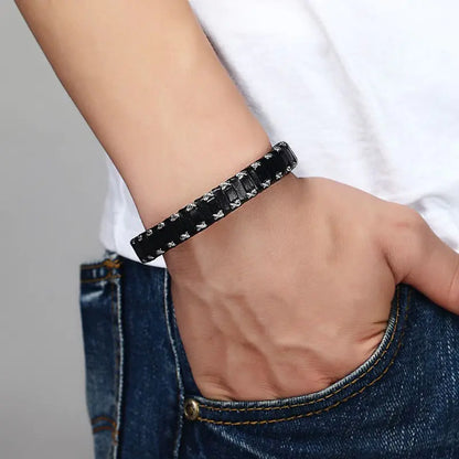 Style Loft Collection Bravonne Stainless Steel Leather Woven Bracelet