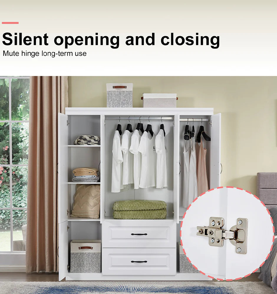 Style Loft Collection 74" H White Solid Wood Freestanding Wardrobe Closet