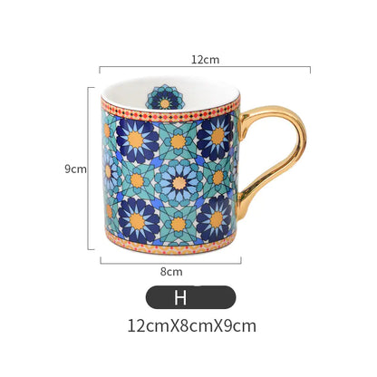 Style Loft Collection Moroccan Style Gold-Trimmed Ceramic Mug