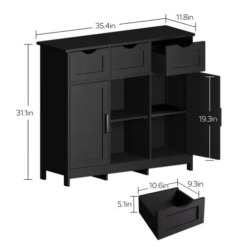 Style Loft Collection Versatile Black Storage Cabinet with Shelves and Drawers