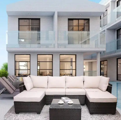 Style Loft Collection Garden Rattan Sofa Set & Coffee Table