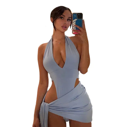 Style Loft Collection Wasting Your Time On Purpose V-Neck Halter Dress