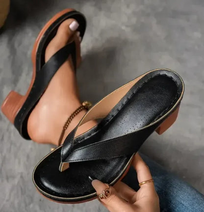 Style Loft Collection Comfy Solid Color Heeled Sandals