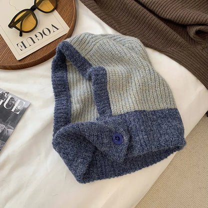 Style Loft Collection Button Up Wool Cap and Neck Warmer