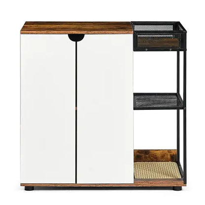 Style Loft Collection Dual Cat Litter Box Cabinet in Rustic Brown