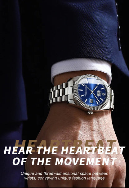 Style Loft Collection Plan-les-Ouates Steel Belt Waterproof Double Calendar Luminous Watch