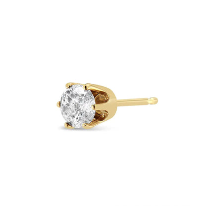 Style Loft Collection Single Solitaire 14K Yellow Gold Diamond 6-Prong Stud Earring (3/8 cttw, I-J Color, I2-I3 Clarity)
