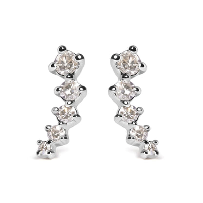 Style Loft Collection Journey Style Climber 10K White Gold 1/10 Ctw Diamond Stud Earrings (H-I Color, I1-I2 Clarity)
