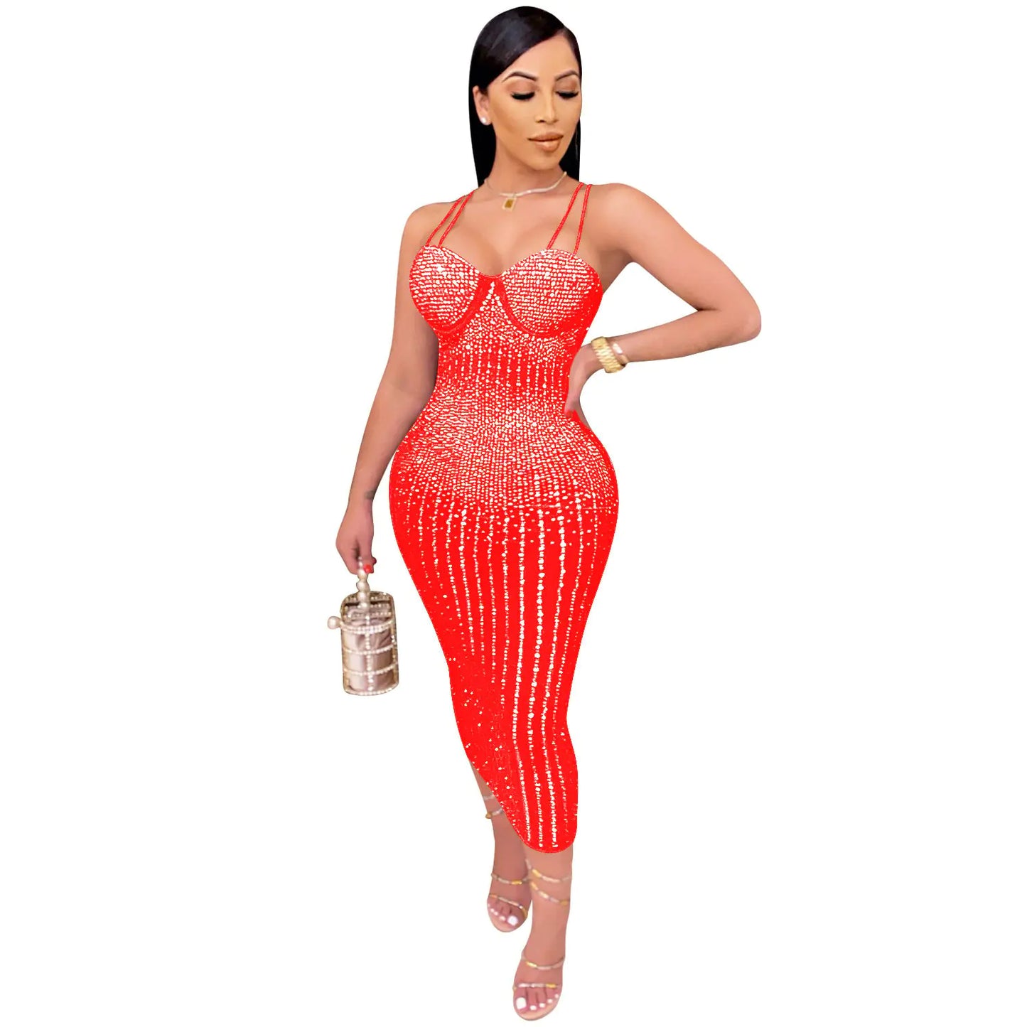 Style Loft Collection See-through Rhinestone Strap Dress