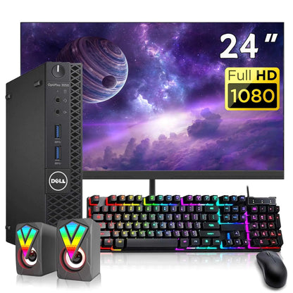 Style Loft Collection x Dell Optiplex 3050 Mini Desktop PC 24" FHD Monitor and RGB Speakers Intel i5-7500 3.4GHz-3.8GHz 16GB DDR4 RAM 512GB SSD Keyboard & Mouse WiFi DP Windows 10 Pro 64 (Renewed)