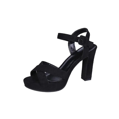 Style Loft Collection Suede Cross Platform Block Sandals