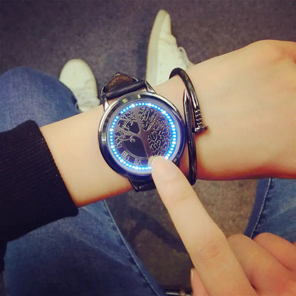 Style Loft Collection Round LED Leather Couples Watch