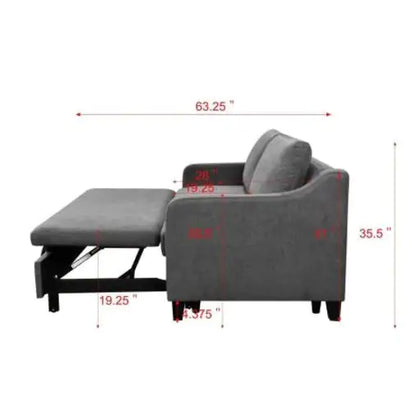 Style Loft Collection Charcoal 3-in-1 Convertible Queen Sofa Bed