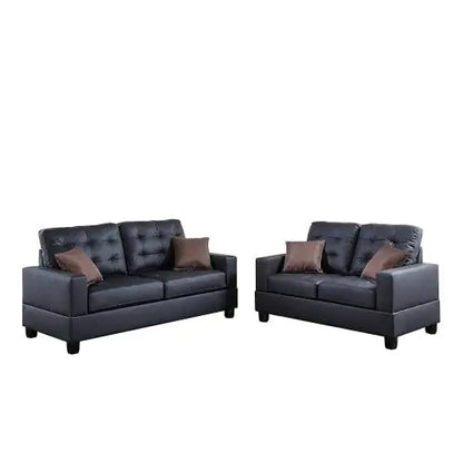 Style Loft Collection 2pc Tufted Vegan Leather Living Room Sofa Set