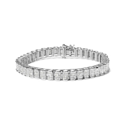 Style Loft Collection 14K Gold 5.00 Ctw Square Princess Cut White Diamond Rectangular Invisible Set Link Tennis Bracelet (H-I Color, SI2-I1 Clarity) - 7.25” Inches