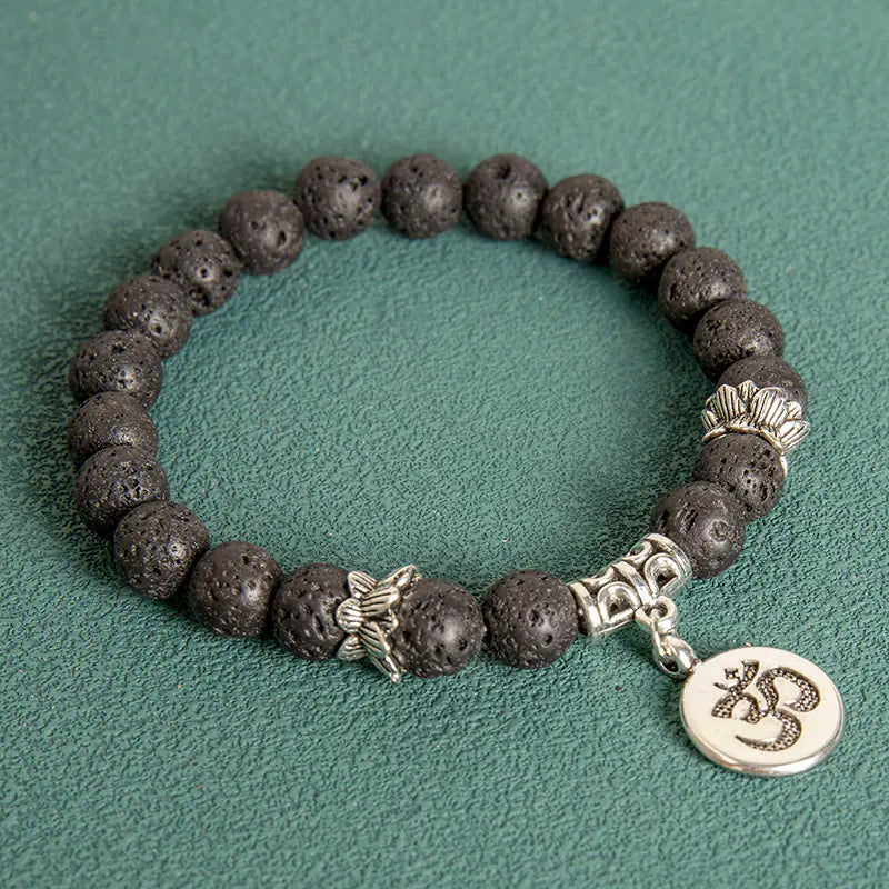 Style Loft Collection Agate Blue Stone Lotus Beaded Bracelet