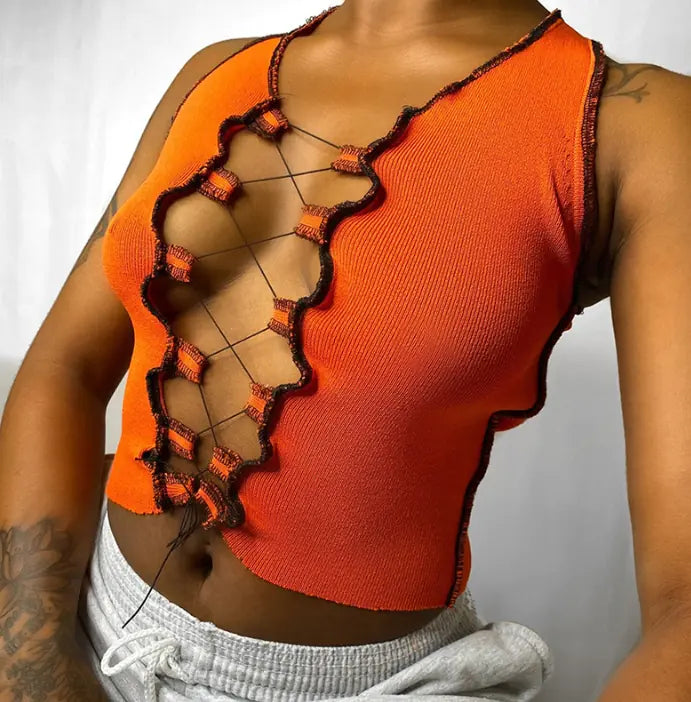 Style Loft Collection Selfie On The Beach Strapped Hollow Crop Top