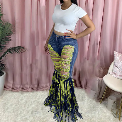 Style Loft Collection Flared Tassel Denim Trousers