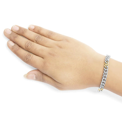 Style Loft Collection Curb Chain 10K Yellow Gold Plated .925 Sterling Silver 1/5 Ctw Diamond Bracelet (J-K Color, I2-I3 Clarity) - 7.5 Inches