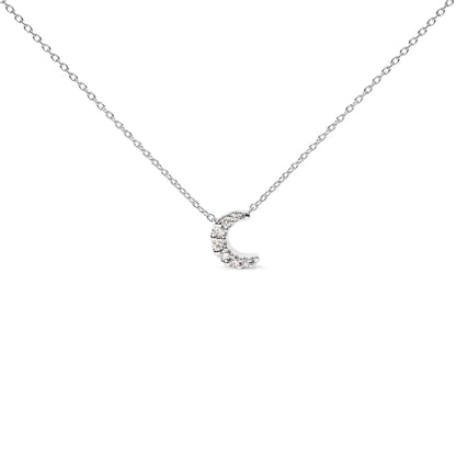 Style Loft Collection Crescent Moon Shaped 10K White Gold Diamond Accented 18" Inch Pendant Necklace (H-I Color, I1-I2 Clarity)