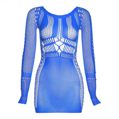 Style Loft Collection Way Too Much For You To Handle Slim Fit Long Sleeve Fishnet Dress