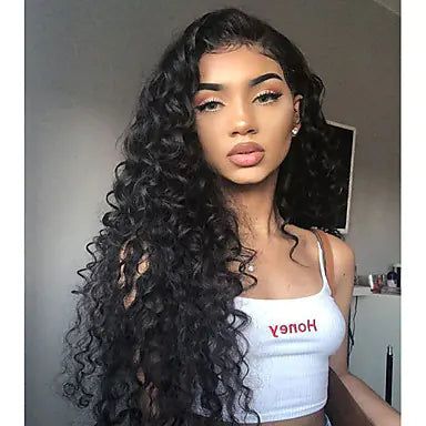 Style Loft Collection Hi My Name Is...Long Curly Partially Divided Black Wig